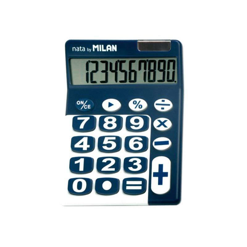 BLÍSTER CALCULADORA AZUL Y BLANCO 10 DÍGITOS, TECLAS GRANDES MILAN