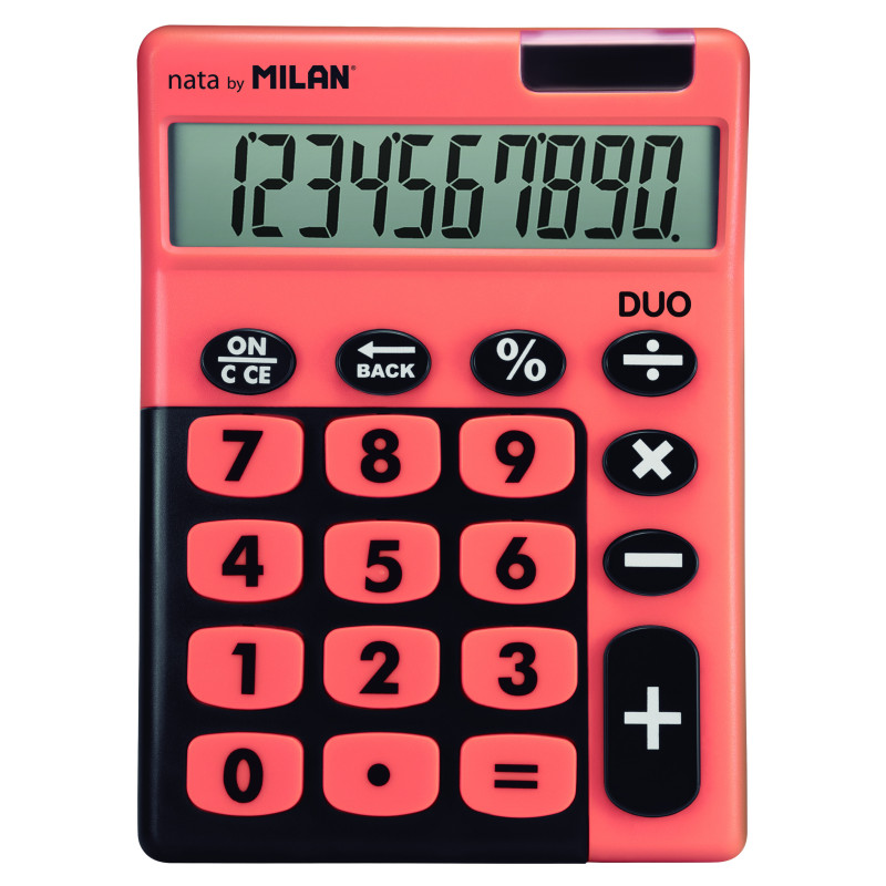 CALCULADORA DUO 10 DIGITOS BLISTER TECLAS GRANDES NARANJA MILAN