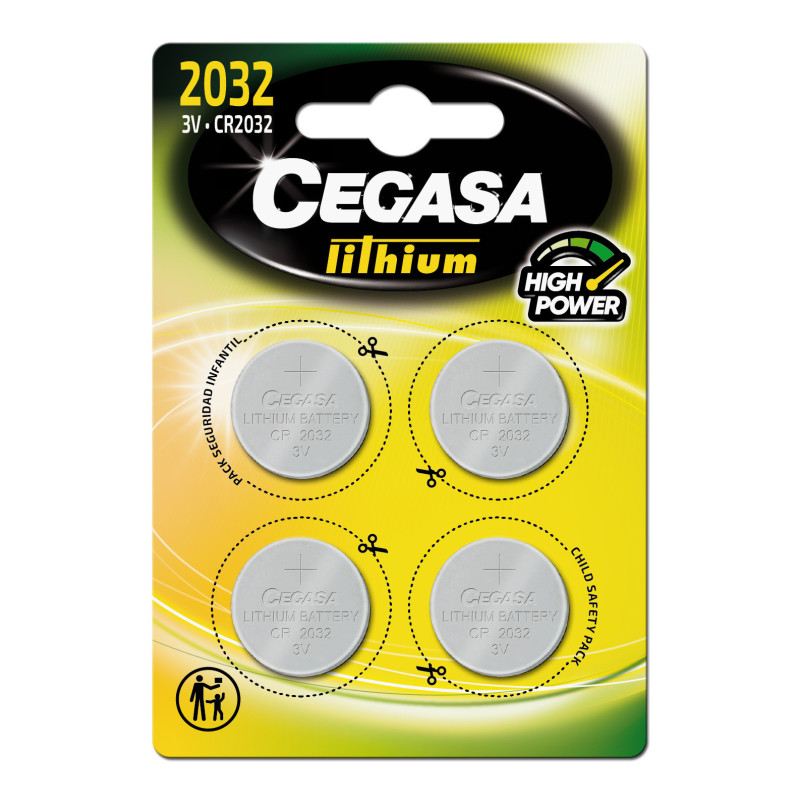 PILAS CEGASA LITIO BOTON CR2032 3V BT BLISTER 4u. POESSA