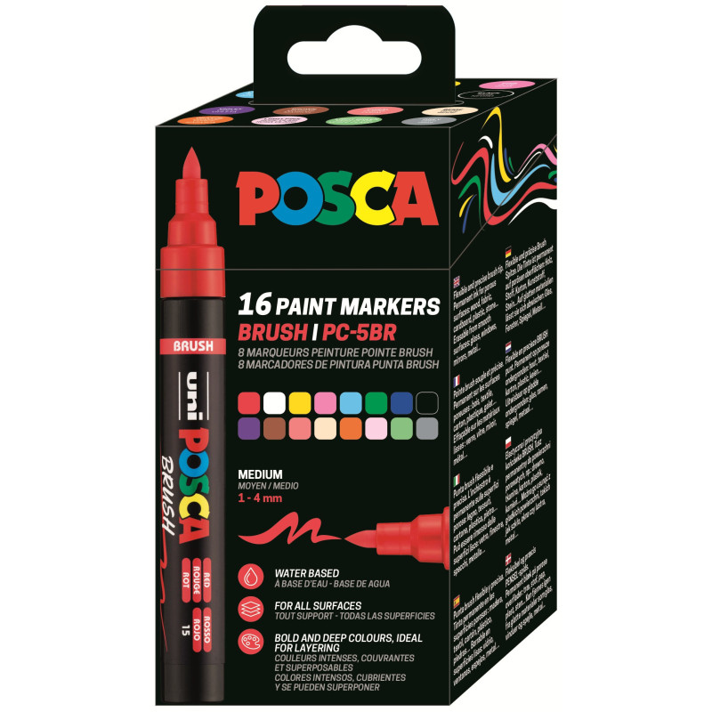 MARCD. POSCA PC-5BR 1 - 4 MM CAJA 16u. SURTIDO UNIBALL
