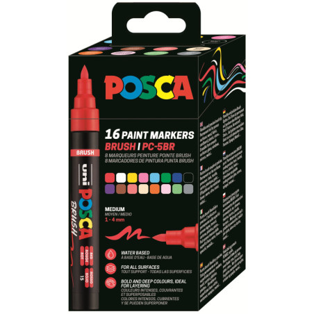 MARCD. POSCA PC-5BR 1 - 4 MM CAJA 16u. SURTIDO UNIBALL