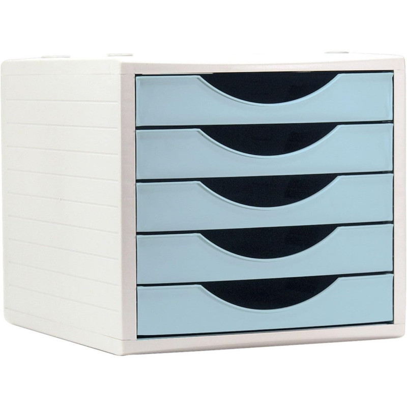 MODULO 5 CAJONES ECOGREEN ARCHIVOTEC GRIS CAJONES AZUL PASTEL ARCHIVO 2000