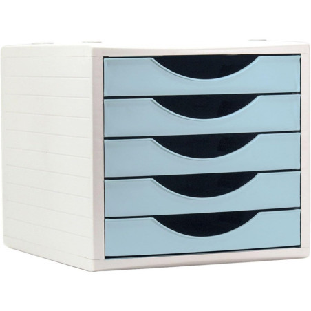 MODULO 5 CAJONES ECOGREEN ARCHIVOTEC GRIS CAJONES AZUL PASTEL ARCHIVO 2000