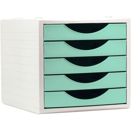 MODULO 5 CAJONES ECOGREEN ARCHIVOTEC GRIS CAJONES VERDE PASTEL ARCHIVO 2000