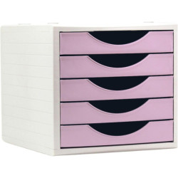 MODULO 5 CAJONES ECOGREEN ARCHIVOTEC GRIS CAJONES ROSA PASTEL ARCHIVO 2000