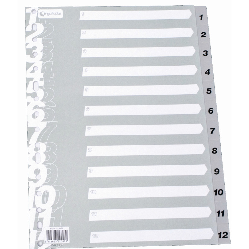 INDICE ABECEDARIO PP FOLIO GRIS MULTIT GRAFOPLAS
