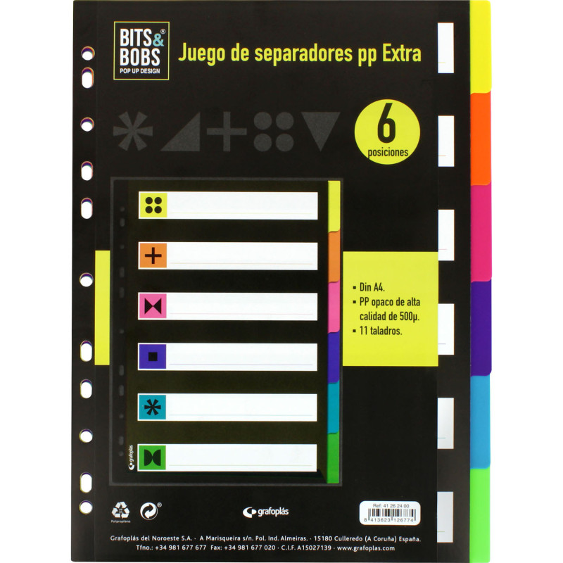 JUEGO SEPARADOR A4  6 POSICIONES 0,5 B&B FLUOR GRAFOPLAS