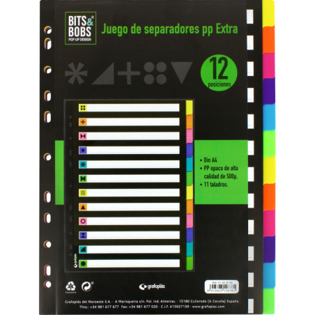 JUEGO SEPARADOR A4  12 POSICIONES 0,5 B&B FLUOR GRAFOPLAS