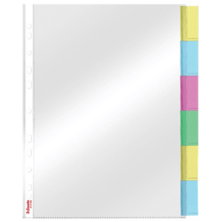 FUNDA MULTITALADRO C/PESTAÑA SET 6 FUNDAS PP CRISTAL 85 MIC REFUERZO  ESSELTE