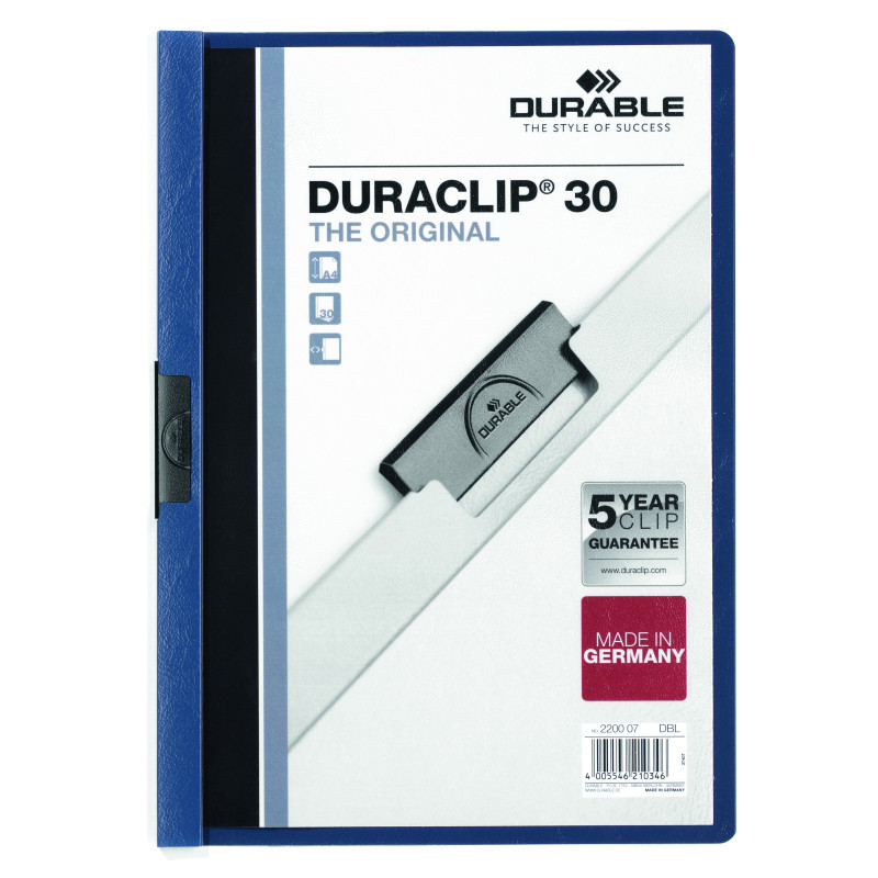 DOSSIER PINZA METAL A4 30H. AZ OSC DURACLIP DURABLE