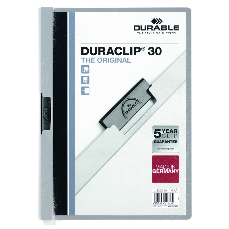 DOSSIER PINZA METAL A4 30H. GRIS DURACLIP DURABLE
