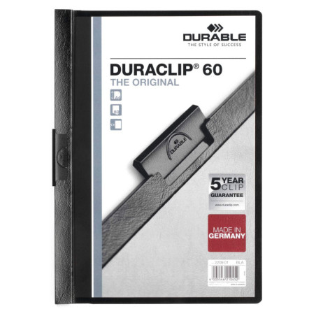 DOSSIER PINZA METAL A4 60H. NEGRO DURACLIP DURABLE