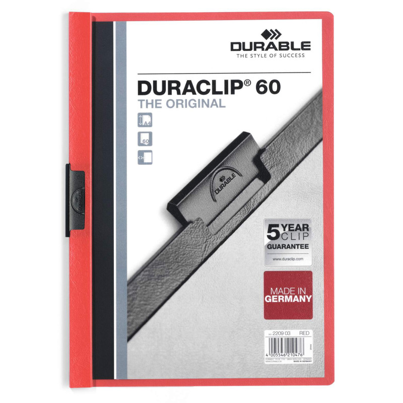 DOSSIER PINZA METAL A4 60H. ROJO DURACLIP DURABLE