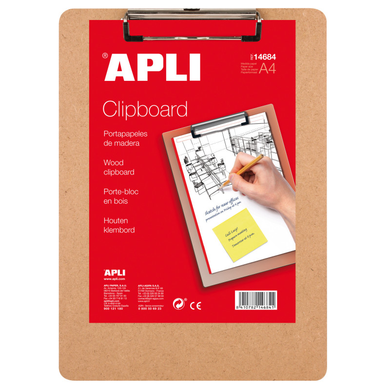 CLIPBOARD MADERA A4  230 X 320MM APLI