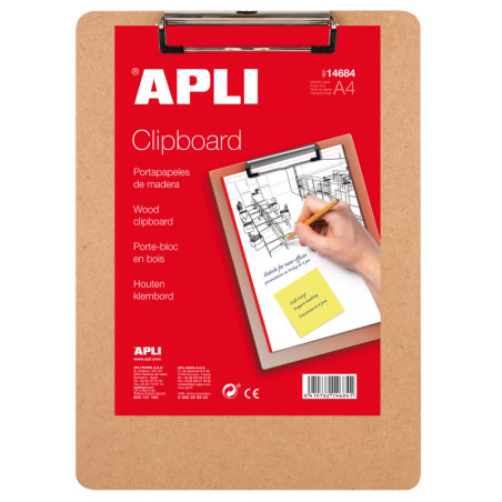CLIPBOARD MADERA A4  230 X 320MM APLI