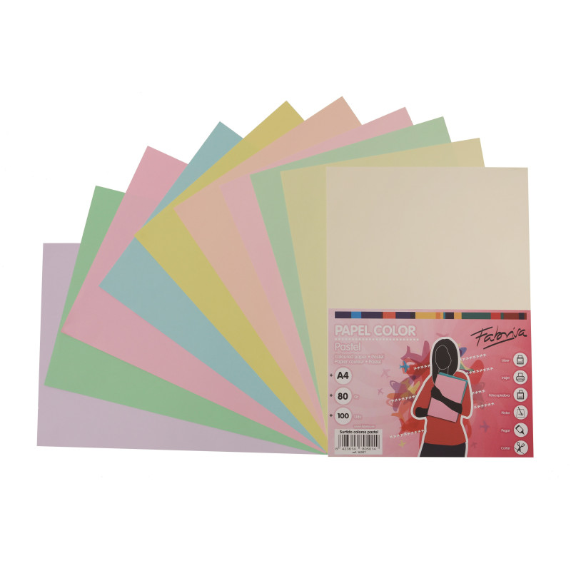 PAPEL COLORES SURTIDOS PASTEL A4 80G 250H