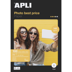 PAPEL A4 140GR 100HJ FOTOGRAFICO INKJET APLI BEST PRICE GLOSSY APLI