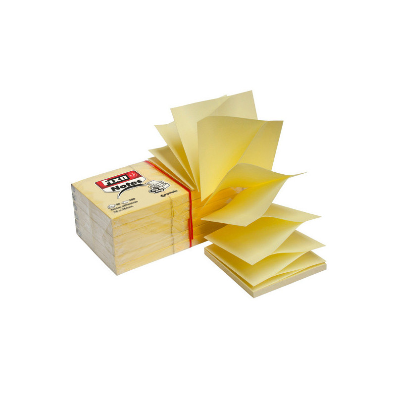 BLOC 100 NOTAS ADHESIVAS ZIG-ZAG 76X76 MM AMARILLO FIXO GRAFOPLAS
