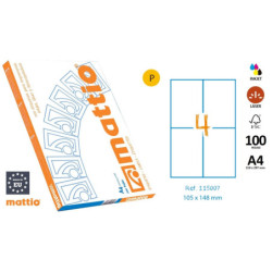 ETIQ. INK/LAS/FOT A4 105X148 CJ.100H. CAN. RECTOS MATTIO