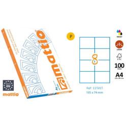 ETIQ. INK/LAS/FOT A4 105X74 CJ.100H. CAN. RECTOS 800U MATTIO