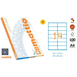 ETIQ. INK/LAS/FOT A4 105X40 CJ.100H. CAN. RECTOS 1400U MATTIO