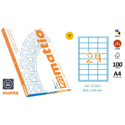 ETIQ. INK/LAS/FOT A4 64,6X33,8 CJ.100H. CAN. RECTOS 2400U MATTIO