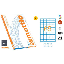 ETIQ. INK/LAS/FOT A4 38X21,2 CJ.100H. CAN. RECTOS 6500U MATTIO