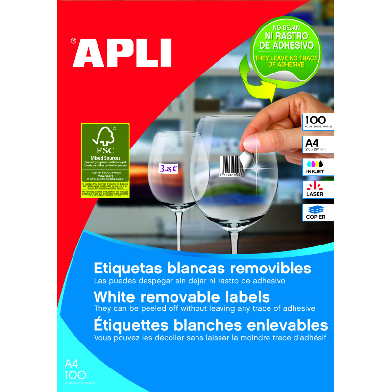 ETIQUETAS A4 REMOVIBLE 36,8X 23,8 100H 5500U APLI