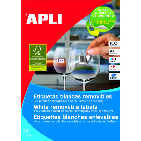 ETIQUETAS A4 REMOVIBLE 48,5X25,4 100H 4400U APLI