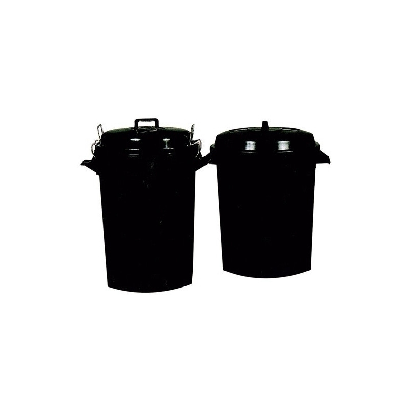 CUBO BASURA PLÁSTICO CON TAPA 100 LITROS NEGRO