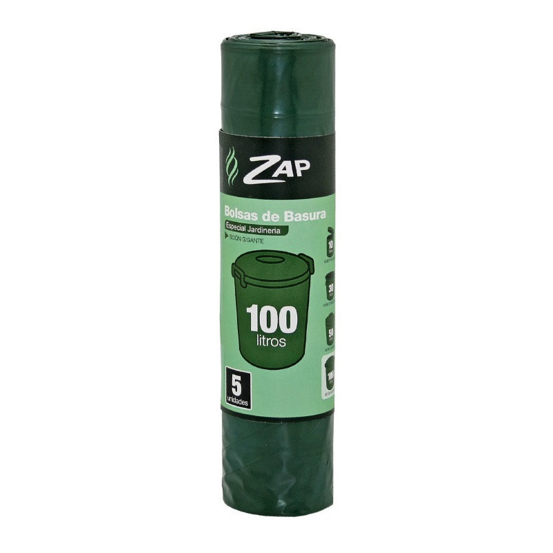 BOLSA BASURA ZAP ESPECIAL JARDINERIA 85X105 5 UDS POESSA