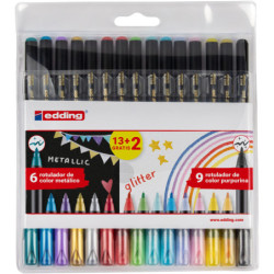MARCD.ES COLORES EDDING 1200 METÁLICOS Y GLITTER SURTIDOS 13+2 caja