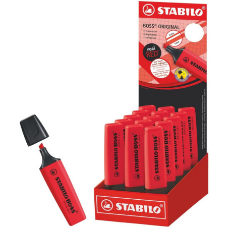 MARCD. FLUORESCENTE ROJO REAL EN CAJA DE 15u. STABILO BOSS