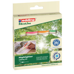 MARCADORES FLUORESCENTES ECOLINE 24 BOLSA DE 4u. VD,NJ,RS,AM FABER CASTELL