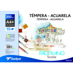 BLOC DIBUJO A4+ 350G 6HJ TEMPERA/ACUARELA FABRIANO