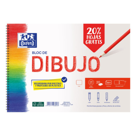 BLOC DIBUJO A4+ 20H.LISO 130G CON 20% HOJAS GRATIS MICRIPERFORADAS OXFORD HAMELIN