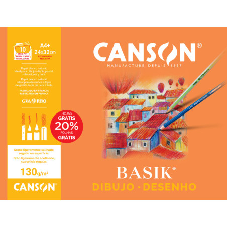 LAMINAS DIBUJO MINIPACKS 10H A4+ 24x32 CON RECUADRO 130G 20% H.GRATIS CANSON.