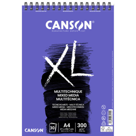 BLOC DIBUJO ESPIRAL A4 30H MICR CANSON XL MIX MEDIA TEXTURADO 300G