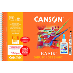 BLOC DIBUJO ESPIRAL A4+ 150G 20H. MICR LISO BASIK GUARRO + GIOTTO VINILIK 40G GRATIS