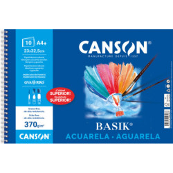 BLOC DIBUJO ESPIRAL ACUARELA A4+ 370G 10H CANSON