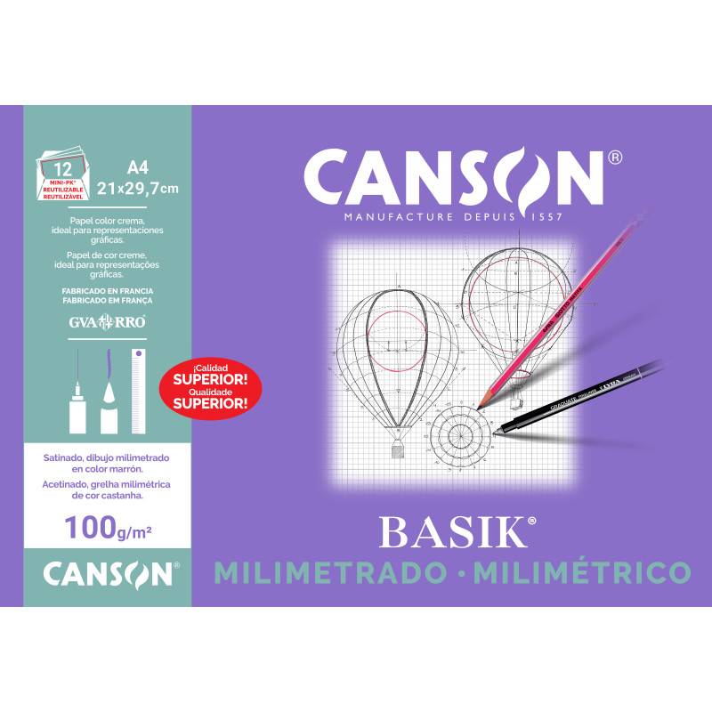 LAMINAS DIBUJO A4 100G 12HJ MILIMETRADO GUARRO