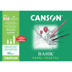 LAMINAS DIBUJO PAPEL VEGETAL A4 90G 12 H MINIPACKS GUARRO