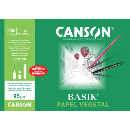 LAMINAS DIBUJO PAPEL VEGETAL A4 90G 250H. GUARRO